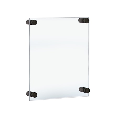 Azar Displays Floating Acrylic Wall Frame with Silver Stand Off Caps: 11'' x 17'' Graphic Size 105508-BLK
